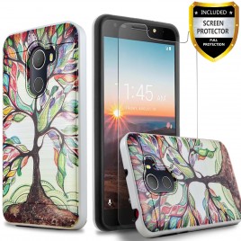 Alcatel T-Mobile REVVL Case, [Not Fit Revvl Plus] Alcatel A30 Plus Case, Alcatel Walter Case, Alcatel A30 Fierce Case,Circlemalls 2-Piece Style Hybrid Shockproof Hard Case Cover And Touch Screen Pen (Lucky Tree)